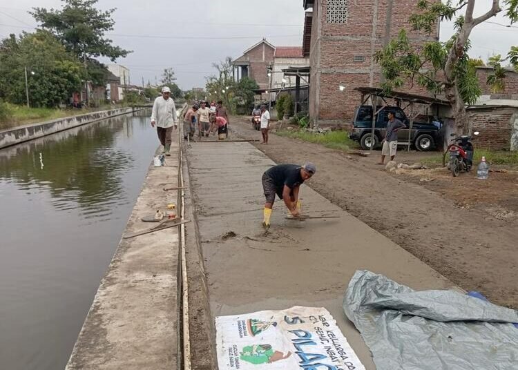 Modal Swadaya, Pembangunan Jalan Tahap 2 Antardesa di Sayung Demak Akhirnya Rampung 25 Warga bergotong royong melakukan perbaikan jalan di Desa Sayung. Foto : Burhan Aslam/Lingkar