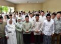 Plt Bupati Pekalongan, Sukirman, bersama jajaran pejabat dan pengurus IPHI menghadiri Halal Bihalal IPHI Kabupaten Pekalongan di Desa Kayugeritan, Kecamatan Karanganyar, Minggu, 5 April 2026. (Fahri Akbar/Lingkarjateng.id)