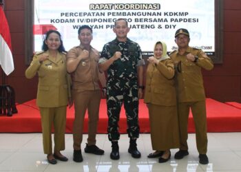Pangdam IV/Diponegoro, Mayjen TNI Achiruddin (tengah), dalam Rapat Koordinasi Percepatan Pembangunan KDKMP di Aula Makodam IV/Diponegoro, Jumat, 24 April 2026. (Lingkarjateng.id)