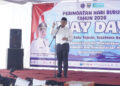 Bupati Batang, M. Faiz Kurniawan, member sambutan dalam peringatan Hari Buruh Internasional (May Day) di Halaman Kantor Disnaker Batang, Senin, 4 Mei 2026. (Humas Pemkab Batang/Lingkarjateng.id)
