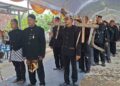 Prosesi Gebyur dawet luku yang ada di Desa Wisata Kunir, Kecamatan Dempet, Kabupaten Demak dalam rangkaian Apitan atau sedekah bumi. Foto: Burhan Aslam/Lingkar