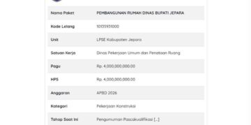 Layanan Pengadaan Secara Eksplisit (LPSE) Kabupaten Jepara. (Tangkapan Layar LPSE Jepara)