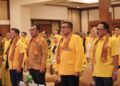 Ketua DPD Golkar Jawa Tengah, Mohammad Saleh, saat menghadiri rapat konsolidasi kader partai di Hotel Lor In Solo, Jumat, 1 Mei 2026. (Lingkarjateng.id)