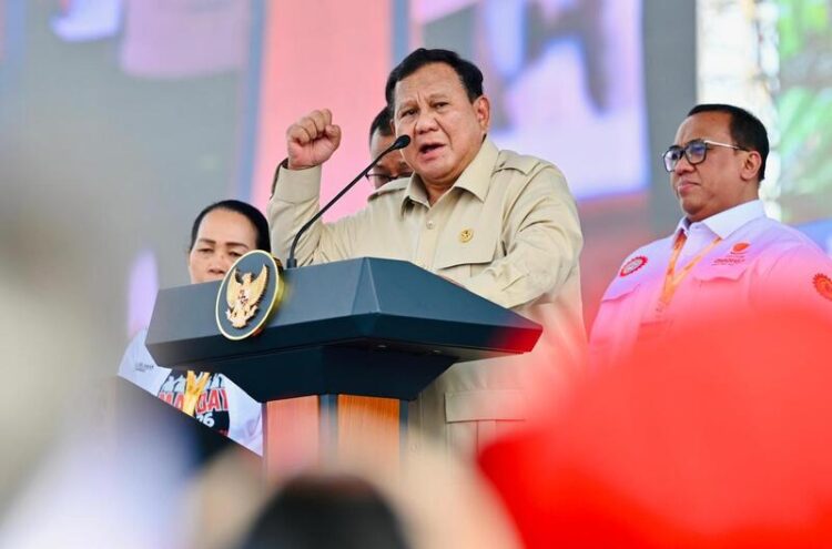 Presiden Prabowo Subianto dalam peringatan Hari Buruh Internasional (May Day) 2026 di Jakarta, Jumat (1/5/2026). Foto : Dok. BPMI Setpres/Lingkar