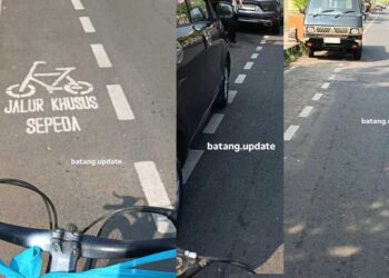 Foto Jalur seperda di pakai tempat parkir di kabupaten batang (facebook@batangupdate)