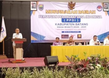 DPR RI Yoyok Riyo Sudibyo, memberikan sambutan saat Musda di Hotel Dewi Ratih Batang, Kabupaten Batang, Minggu, 7 Juni 2026. (Dok. Kominfo Batang/Lingkarjateng.id)