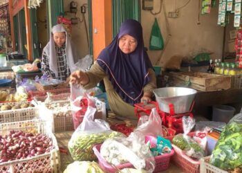 Salah satu pedagang bumbu di Pasar Bintoro Demak. (Burhanuddin Aslam/Lingkarjateng.id)