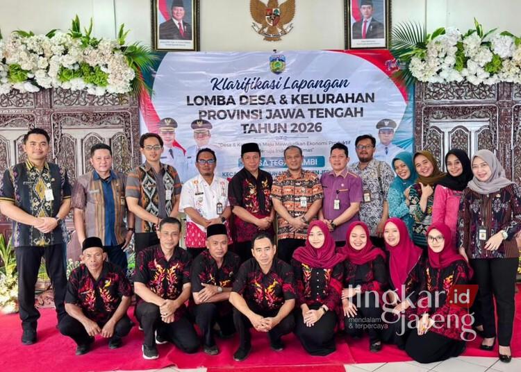 Jajaran Pemerintah Desa Tegalsambi, Kecamatan Tahunan, Kabupaten Jepara, saat melaksanakan kegiatan Klarifikasi Lapangan Lomba Desa Tingkat Provinsi Jawa Tengah Tahun 2026 baru-baru ini. (Tomi Budianto/Lingkarjateng.id)