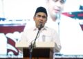 Manaqib Qubra di Cilacap, Gus Yasin Harap Doa Ulama Iringi Para Pemimpin 33 Wakil Gubernur Jawa Tengah, Taj Yasin Maimoen menyampaikan sambutan di acara Manaqib Qubra di Cilacap, Sabtu, 4 Juli 2026. (Dok. Pemprov Jateng/Lingkarjateng.id)