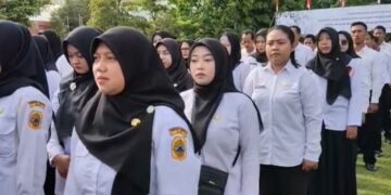 UPACARA: Pegawai Pemerintah dengan Perjanjian Kerja (PPPK) Pemerintah Kabupaten Pati mengikuti upacara di kawasan Alun-Alun Simpang Lima pada Jumat, 24 Juli 2026. (dok for Lingkarjateng.id)