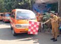 Plt Bupati Pati Risma Ardhi Chandra meresmikan  program Trayek Angkutan Sekolah “AKU SADAR” di SMPN 4 Pati, Selasa, 21 Juli 2026. (Dok. Pemkab Pati/Lingkarjateng.id)