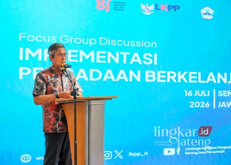 Jateng Jadi Pilot Project Pengadaan Berkelanjutan, Sekda Sumarno: Momentum Perkuat UMKM 25 Sekretaris Daerah (Sekda) Provinsi Jawa Tengah Sumarno menghadiri acara Focus Group Discussion Implementasi Pengadaan Berkelanjutan di Hotel Aruss Semarang, Kamis, 16 Juli 2026. (Dok. for Lingkarjateng.id)