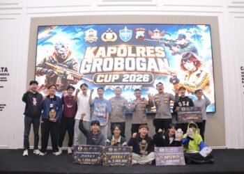 Kapolres Grobogan Cup Free Fire Tahun 2026 yang digelar di Aula Jananuraga Polres Grobogan, Rabu (12/8/2026). Foto : Ahmad Abror/Lingkar