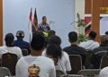 Ketua DPRD Kabupaten Pekalongan, Abdul Munir, memberi sambutan dalam pengukuhan Paguyuban Barakuda di Aula Kecamatan Kedungwuni, Kabupaten Pekalongan, Sabtu malam, 1 Agustus 2026. (Fahri Akbar/Lingkarjateng.id)
