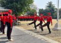 Para Capaskibraka mengikuti latihan dalam Pusdiklat di Alun-alun Kendal, Selasa, 4 Agustus 2026. (Anik Kustiani/Lingkarjateng.id)