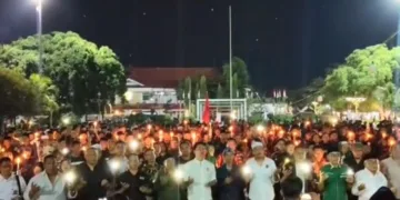 Suasana doa bersama lintas elemen masyarakat di Alun-Alun Simpang Lima Kabupaten Pati pada Jumat, 21 Agustus 2026. (dok for Lingkarjateng.id)