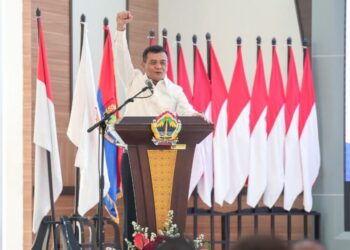 Gubernur Jawa Tengah, Ahmad Luthfi, memberi sambutan dalam pelantikan pengurus PTMSI Jateng di Wisma Perdamaian, Kota Semarang, 1 Agustus 2026. (Humas Pemprov Jateng/Lingkarjateng.id)