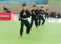 Atlet pencak silat asal Kabupaten Kotawaringin Barat (Kobar), Kalimantan Tengah menggelar uji tanding (sparring partner) bersama IPSI Kabupaten Batang. Foto: Dok.Pemkab Batang/Lingkar
