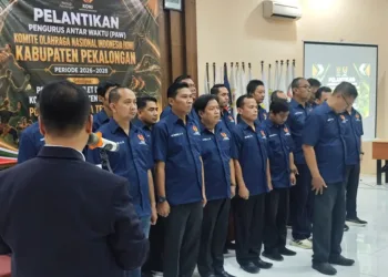Proses Pelantikan Pengurus Antar Waktu (PAW) KONI Kabupaten Pekalongan periode 2026–2028, Kamis (28/8/2026). Foto :  Fahri Akbar/ Lingkar