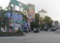 Jalan di kawasan Simpang Lima, Kecamatan Purwodadi, Kabupaten Grobogan. (Ahmad Abror/Lingkarjateng.id)