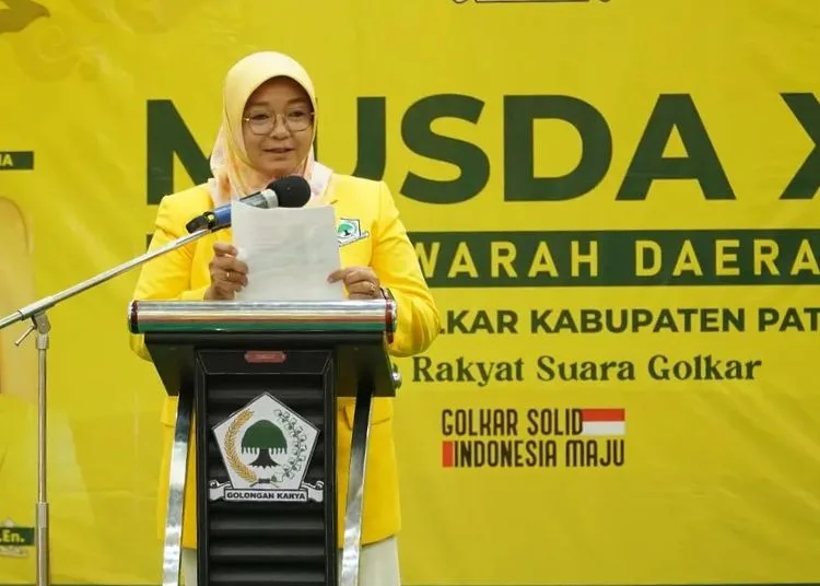 Ketua Fraksi Golkar DPRD Pati, Endah Sri Wahyuningati dalam acara Musyawarah Daerah IX DPD Partai Golkar Kabupaten Pati tahun 2025. (dok for Lingkarjateng.id)