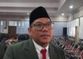 Ketua DPRD Kendal, Mahfud Sodiq diwawancara usai mengikuti Rapat Paripurna Istimewa dengan agenda mendengarkan Pidato Kenegaraan Presiden RI Prabowo Subianto dalam rangka memperingati HUT ke-81 Kemerdekaan RI di Gedung DPRD Kendal, Jumat 14 Agustus 2026. (Anik Kustiani/Lingkarjateng.id)