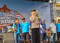 Bupati Kendal, Dyah Kartika Permanasari saat menghadiri Panggung Rakyat Merdeka PAN di Lapangan Desa Caruban, Kecamatan Ringinarum, Sabtu 22 Agustus 2026. (Anik Kustiani/Lingkarjateng.id)