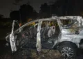 Mobil Toyota Innova bernomor polisi H 1646 HV hangus terbakar setelah tergelincir di Jalan Lingkar Selatan (JLS) Salatiga, tepatnya di simpang empat Kumpulrejo, Kecamatan Argomulyo, Rabu, 19 Agustus 2026 dini hari. (Dok.Humas Polres Salatiga/Lingkarjateng.id)
