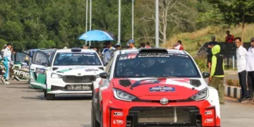 Deretan mobil peserta Kejuaraan Nasional Sprint Rally Putaran 4 di lintasan Kawasan Ekonomi Khusus (KEK) Industropolis Batang, Jumat, 25 September 2026. (dok Humas Pemprov Jateng)