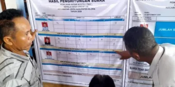 Suasana penghitungan suara pilkades penggantian antarwaktu di Desa Genjahan, Kecamatan Jiken, Kabupaten Blora, Rabu, 23 September 2026. (Eko Wicaksono/Lingkarjateng.id)