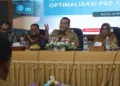 Bupati Blora Arief Rohman dalam kegiatan High Level Meeting Evaluasi Elektronifikasi Transaksi Pemerintah Daerah (ETPD) dan Optimalisasi PAD 2026 di Ruang Pertemuan Sekretariat Daerah Kabupaten Blora, Selasa, 8 September 2026. (Eko Wicaksono/Lingkarjateng.id)