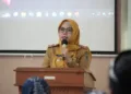 Bupati Demak, Eisti’anah, saat membuka kegiatan pelatihan bagi pelaku UMKM di Aula Kecamatan Wonosalam, Selasa, 22 September 2026. (M. Burhanuddin Aslam/Lingkarjateng.id)