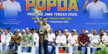 Gubernur Jawa Tengah, Ahmad Luthfi, saat membuka POPDA Jateng 2026 di GOR Jatidiri, Kota Semarang, Selasa, 1 September 2026. (Humas Pemprov Jateng/Lingkarjateng.id)