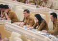 Gubernur Jawa Tengah, Ahmad Luthfi, saat mengikuti secara daring Rapat Dengar Pendapat dengan Komisi II DPR RI pada Selasa, 15 September 2026. (Humas Pemprov Jateng/Lingkarjateng.id)