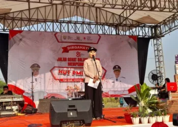 Bupati Kendal, Dyah Kartika Permanasari, menghadiri rangkaian kegiatan Peringatan HUT ke-81 PMI di Desa Caruban, Kecamatan Ringinarum, Sabtu, 19 September 2026. (Anik Kustiani/Lingkarjateng.id)