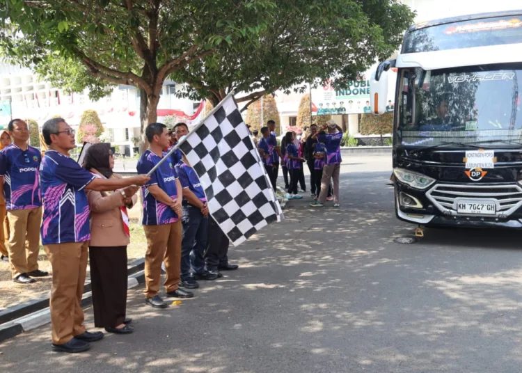 Pemberangkatan atlet usia pelajar dari Kabupaten Blora menuju POPDA Jateng 2026. Foto : Dok.Pemkab Blora for Lingkar