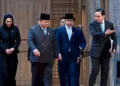 Presiden Prabowo Subianto (kedua kiri) didampingi Wapres Gibran Rakabuming (keuda kanan) menghadiri Rapat Paripurna ke-19 DPR RI Masa Persidangan V Tahun Sidang 2025-2026 untuk menyampaikan KEM-PPKF RAPBN 2027 di Kompleks Parlemen, Jakarta, Rabu, 20 Mei 2026. (Antara/Lingkarjateng.id)