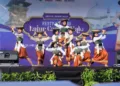 Pementasan tari lajur caping kalo dalam festival di Alun-alun Kudus pada Mei 2026 lalu. (Nisa Hafidzotus S./Lingkarjateng.id)