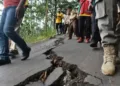 Lokasi tanah amblas di Desa Jolosekti, Kecamatan Tulis, Kabupaten Batang pada 2020 lalu. (Antara)