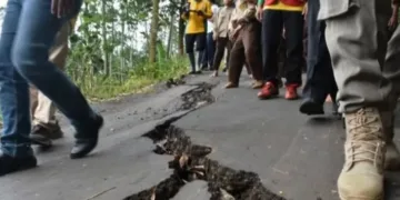 Lokasi tanah amblas di Desa Jolosekti, Kecamatan Tulis, Kabupaten Batang pada 2020 lalu. (Antara)