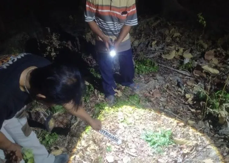 Petugas saat melakukan olah TKP tewasnya warga Kecamatan Geyer, Kabupaten Grobogan, meninggal dunia setelah tersengat aliran listrik. (Dok. Polres Grobogan/Lingkarjateng.id)