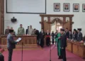 Pelantikan anggota legislatif Pergantian Antar Waktu (PAW) DPRD Kabupaten Pati, Moh Setyadi di ruang rapat paripurna DPRD Pati, Jumat, 25 September 2026. (Lingkarjateng.id)