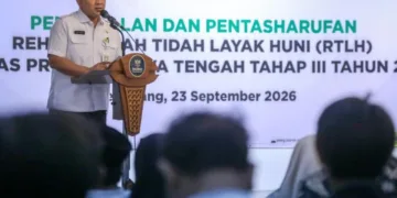 Wakil Gubernur Jateng Taj Yasin Maimoen membuka Pembekalan dan Pentasyarufan Rehab Rumah Tidak Layak Huni (RTLH) Baznas Jateng Tahap III 2026, Rabu, 23 September 2026. (Dok. Pemprov Jateng/Lingkarjateng.id)