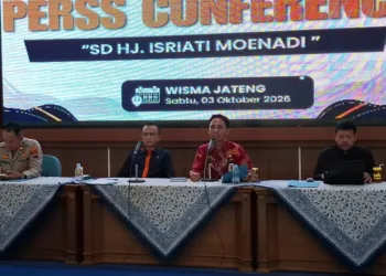 Konferensi Pers bersama sejumlah pihak dalam kejadian perkelahian viral di SD Hj Isriati Moenadi digelar di Wisma Jateng, Kabupaten Semarang. Foto : Lingkar Network/ Hesty Imaniar