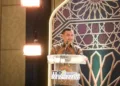 Gubernur Jawa Tengah, Ahmad Luthfi, menyampaikan sambutan saat menghadiri pelantikan Pengurus Wilayah Masyarakat Ekonomi Syariah (MES) Jateng periode 2026–2031 pada Jumat, 2 Oktober 2026. (Humas Pemprov Jateng)