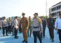 Bupati Jepara, Witiarso Utomo, usai mengikuti apel pasukan pengamanan Pilpet di Halaman Mapolres Jepara, Senin, 19 Oktober 2026. (Tomi Budianto/Lingkarjateng.id)
