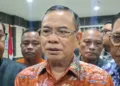 Bupati Pati nonaktif Sudewo memberi keterangan kepada awak media usai mengikuti sidang pembacaan duplik di PN Tipikor Semarang, Jumat, 9 Oktober 2026. (Rizky Syahrul Al-Fath/Lingkarjateng.id)