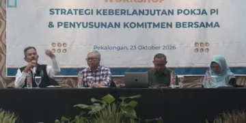 Suasana Workshop Gagasan Exit Strategy dan Komitmen Bersama Penyusunan Draf Gagasan Exit Strategy Tingkat Kota bersama Kelompok Kerja (Pokja) Perubahan Iklim di Hotel Nirwana, Kota Pekalongan, Jumat, 23 Oktober 2026. (Humas Pemkot Pekalongan/Lingkarjateng.id)
