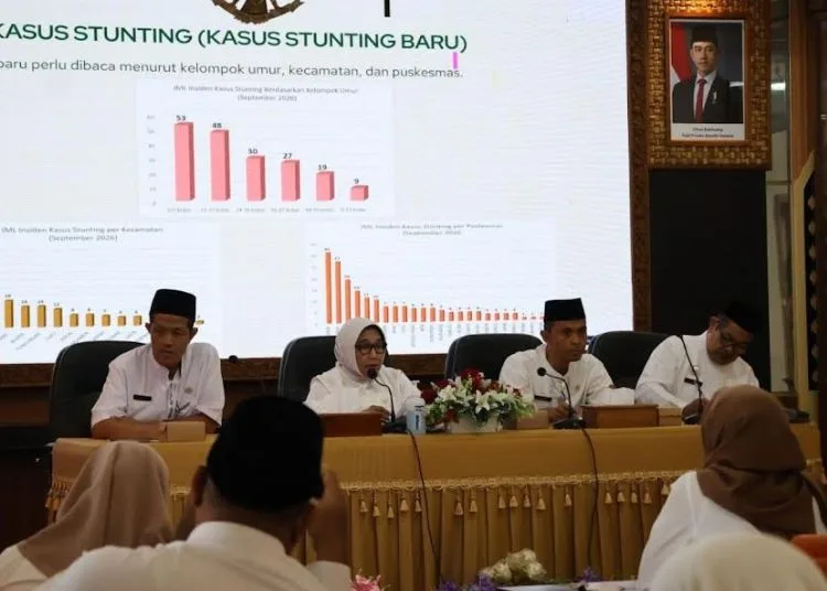 Ketua Tim Percepatan Penurunan Stunting (TPPS) Blora, Sri Setyorini atau Bude Rini dalam Rapat Koordinasi Percepatan Pencegahan dan Penurunan Stunting di Sekretariat Daerah Blora, Kamis, 22 Oktober 2026. (Eko Wicaksono/Lingkarjateng.id)