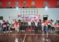 Wali Kota Pekalongan, H.A. Afzan Arslan Djunaid, saat seremonial pelepasan kontingen Kota Pekalongan untuk mengikuti Pekan Olahraga Provinsi (Porprov) Jawa Tengah 2026 di GOR Jetayu, Kota Pekalongan, Selasa malam, 20 Oktober 2026. (Fahri Akbar/Lingkarjateng.id)